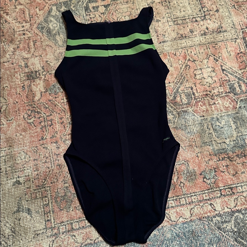Nautica Dark Blue Swimwear with Green Accents